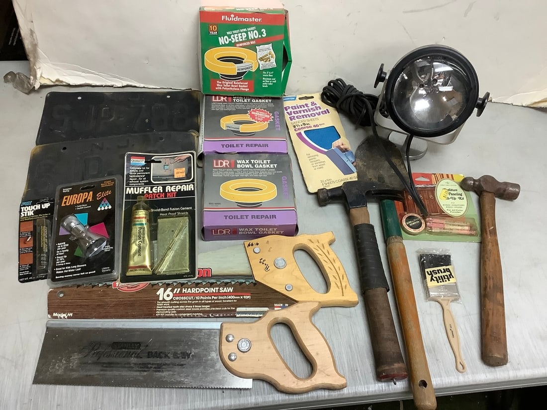 Vintage License Plates (6inx12in), Hammers, Saws, Bowl Gaskets, Outdoor Light and more: Vintage License Plates (6inx12in), Hammers, Saws, Bowl Gaskets, Outdoor Light and more