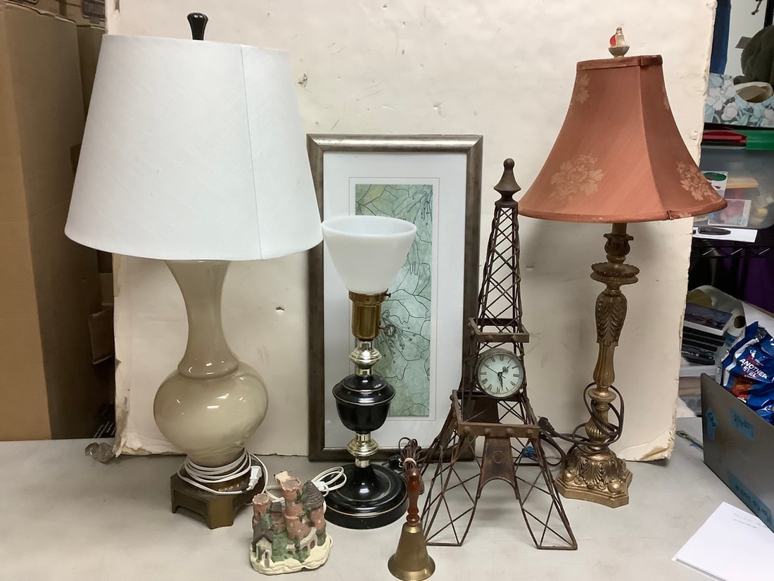 Various Decorative Lamps, Framed Artwork, Eiffel Tower Clock Decor and more (Tallest - 32.25in) (1 of 1)