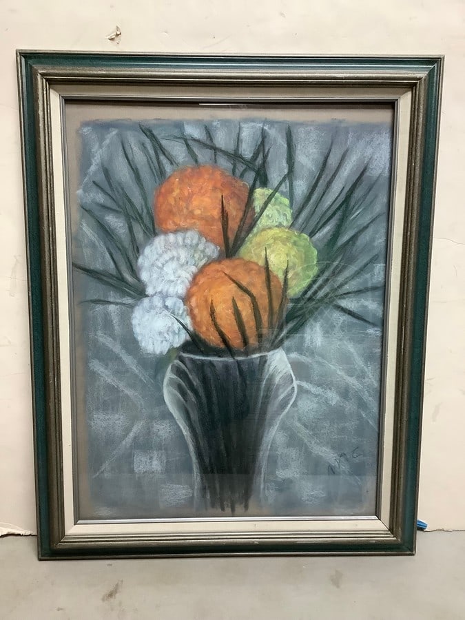 Framed Floral Artwork Signed Mac (28.25inx22.25in) (1 of 1)