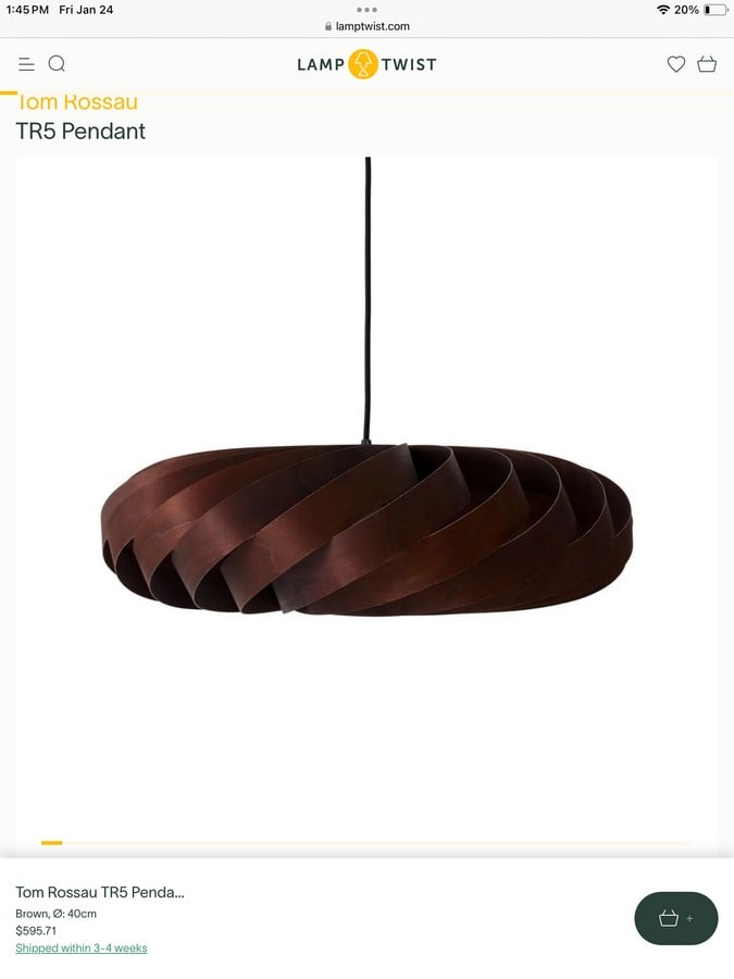 Tom Rossau Suspension Pendant Light Fixture - Birch Veneer/Brown (1 of 1)