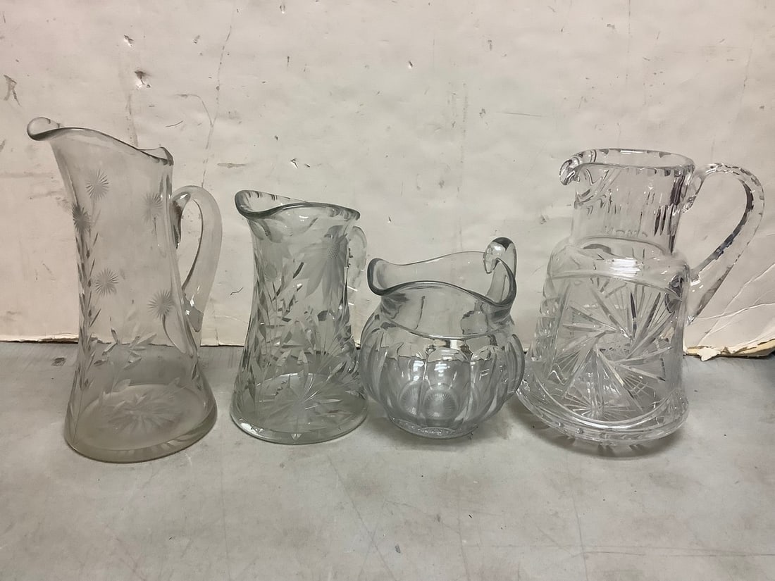 Various Crystal Glass Pitchers (Tallest - 11.25in) (1 of 1)