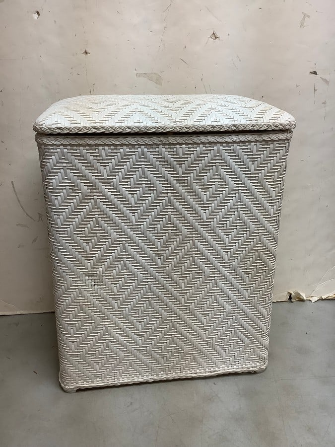 La Mont white wicker laundry basket(23.5in.tall) (1 of 1)
