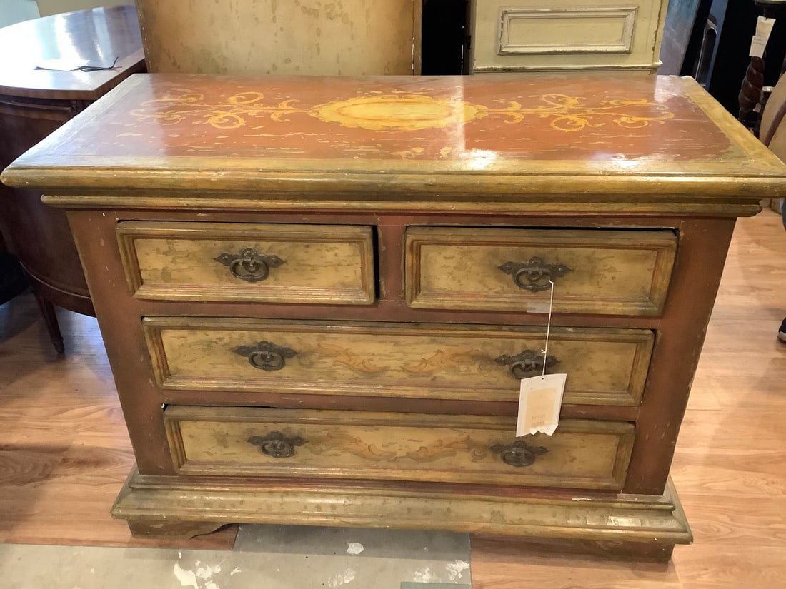 Colonial Brazil hand painted hand forged hardware commode cabinet(49in.x22in.x36in.): Colonial Brazil hand painted hand forged hardware commode cabinet(49in.x22in.x36in.)