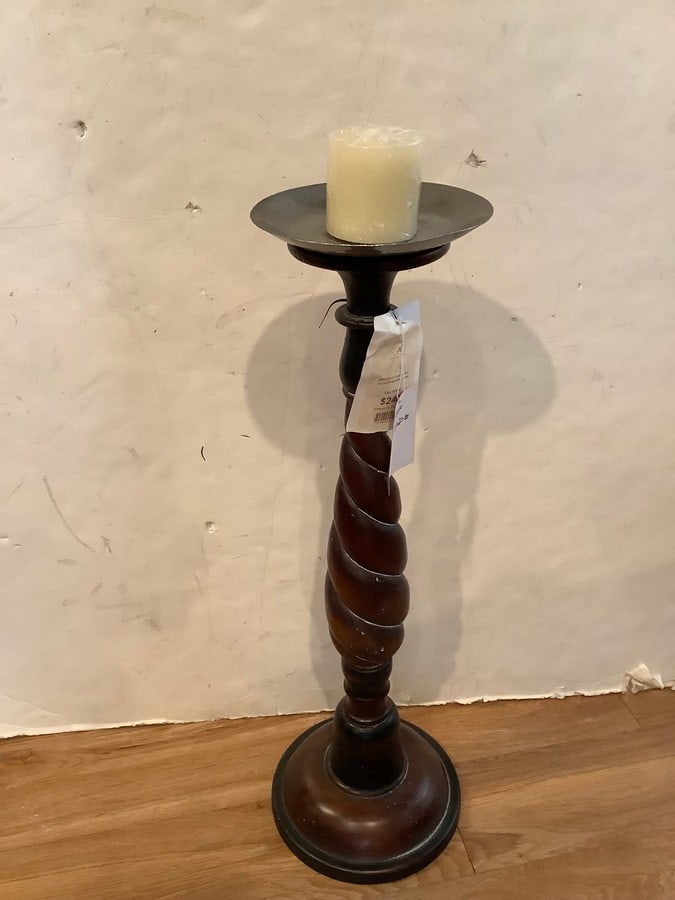 Candlestick carved signature holder(about 30in.tall): Candlestick carved signature holder(about 30in.tall)