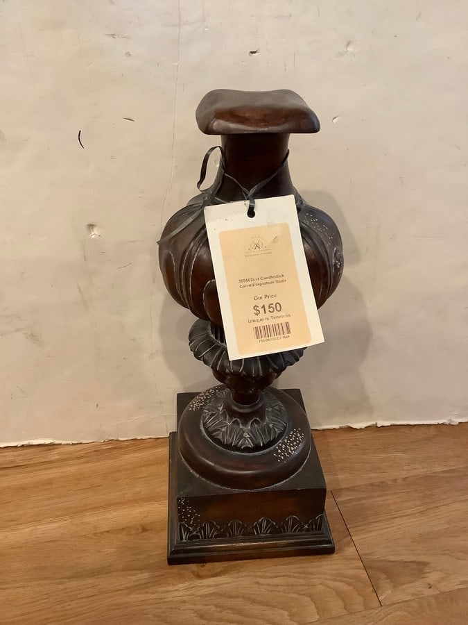 Candlestick carved signature holder(18.5in.tall): Candlestick carved signature holder(18.5in.tall)
