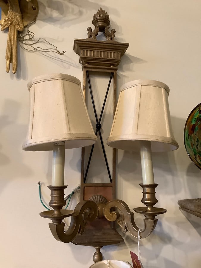 Brass wall sconce with gargoyles(27in.): Brass wall sconce with gargoyles(27in.)