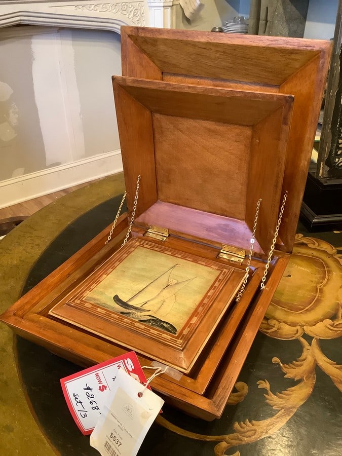 3 piece grate ship handpainted wooden boxes(largest 15in.) (1 of 1)