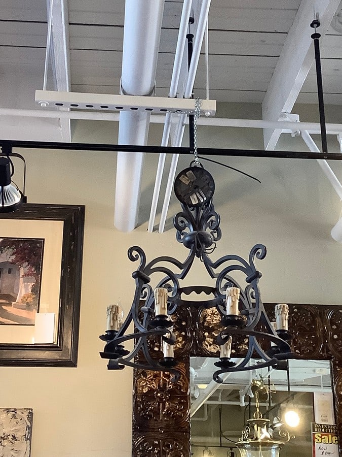 Wrught iron hanging chandelier(25in.long): Wrught iron hanging chandelier(25in.long)