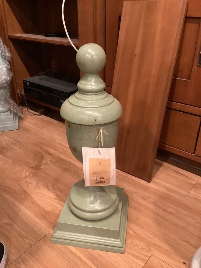 Finial Celadon Galway crackle made of solid wood(24in.tall): Finial Celadon Galway crackle made of solid wood(24in.tall)