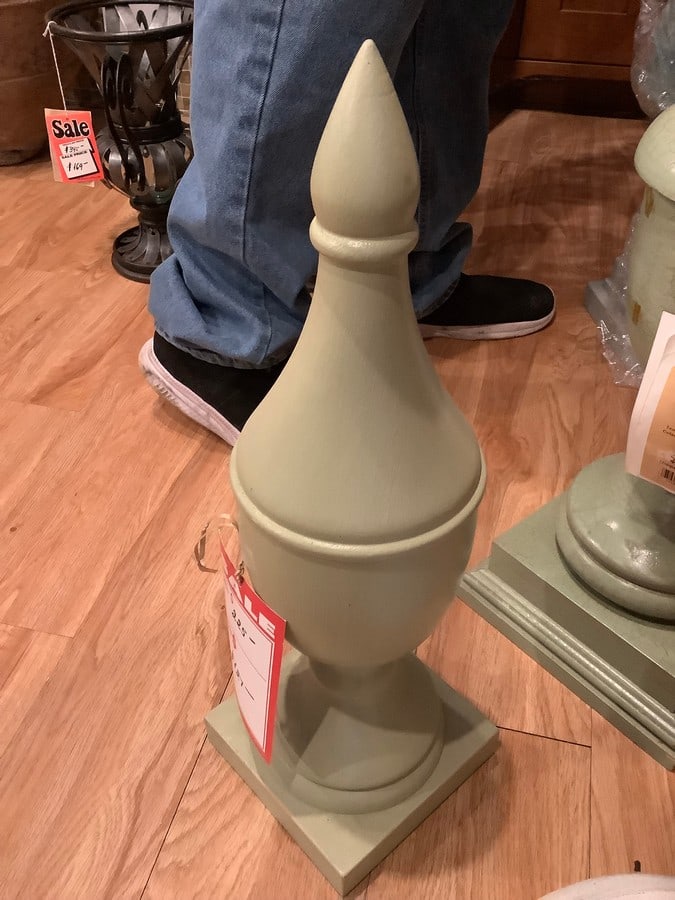 Finial Celadon Galway crackle made of solid wood(21in.tall): Finial Celadon Galway crackle made of solid wood(21in.tall)