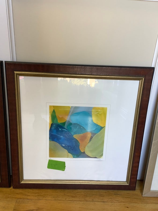 Framed seaglass multi-color I artwork signed R. Ronce(24in.x24in.): Framed seaglass multi-color I artwork signed R. Ronce(24in.x24in.)