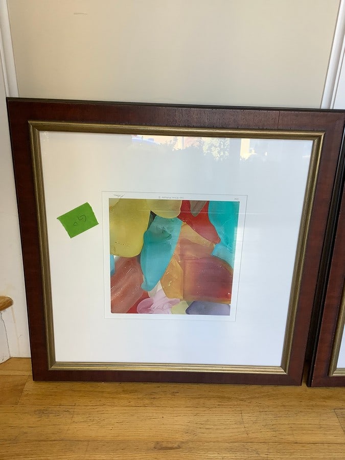 Framed seaglass multi-color I artwork signed R. Ronce(24in.x24in.): Framed seaglass multi-color I artwork signed R. Ronce(24in.x24in.)