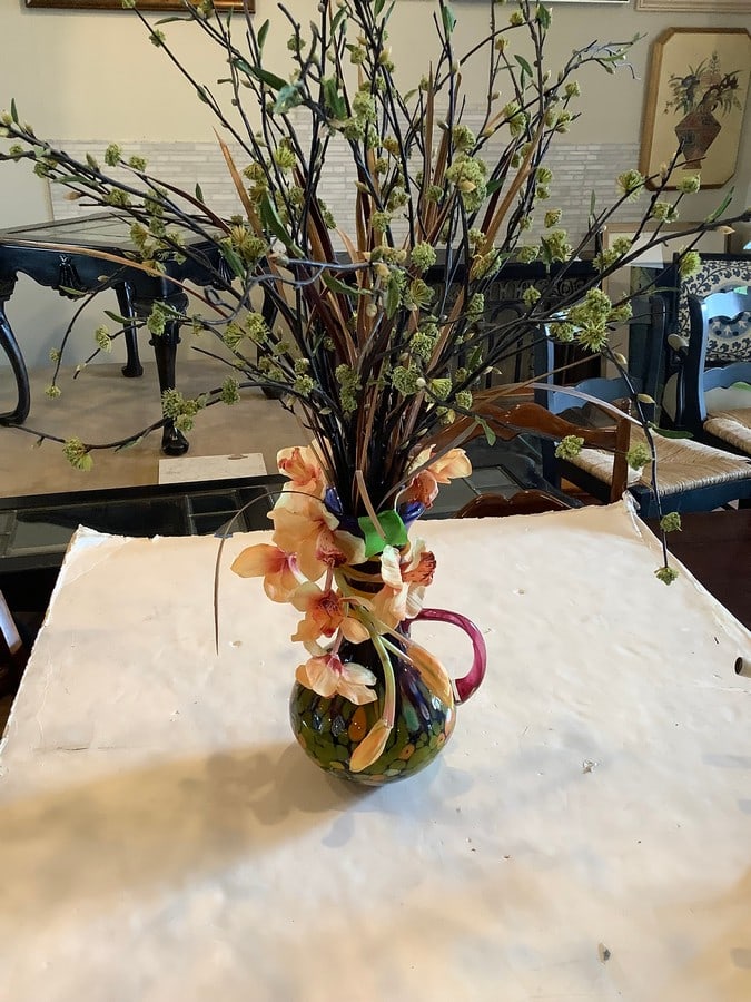 Handpainted vase(14.75in.tall) with floral decor (1 of 1)