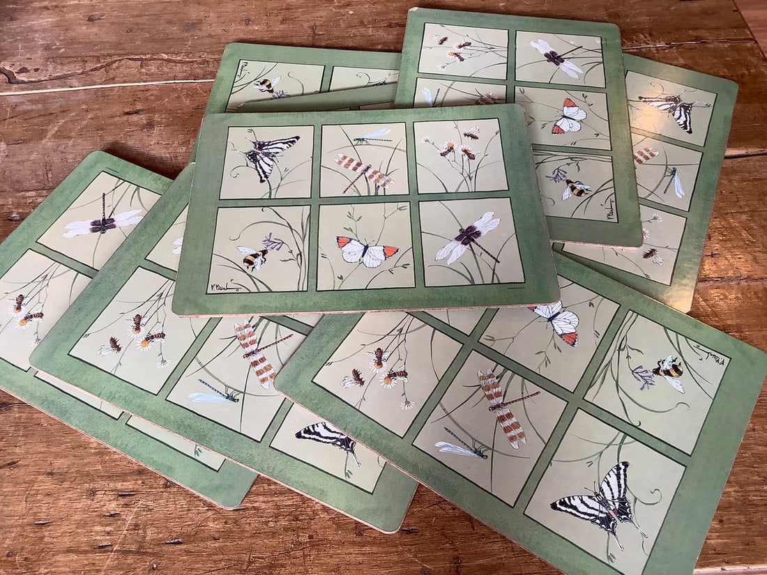 Decorative placemats signed Pim Pernel(15.75in.x11.75in.-8 total): Decorative placemats signed Pim Pernel(15.75in.x11.75in.-8 total)