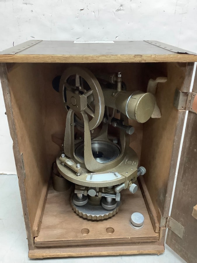 Antique transit theodolite instrument in case (1 of 1)