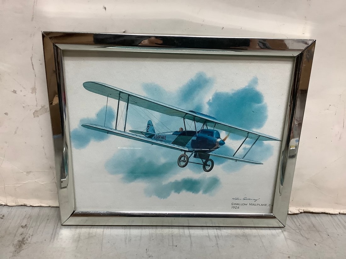 Framed Swallow Mailplane C-6 1926 signed print(9in.x11in.) (1 of 1)