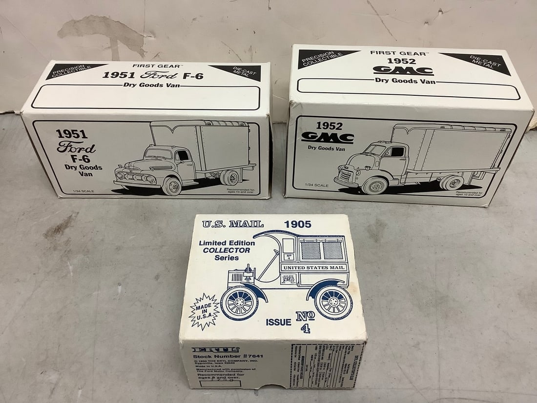 1951 Ford F-6 model, 1952 GMC model, and 1905 U.S. Mail truck bank (1 of 1)