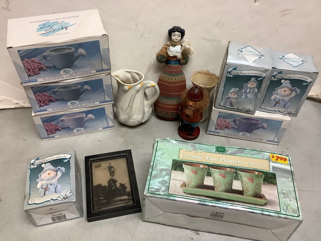 Watering Can Planters, Ceramic Mini Planters with Tray, Snowmen Figures and more (1 of 1)