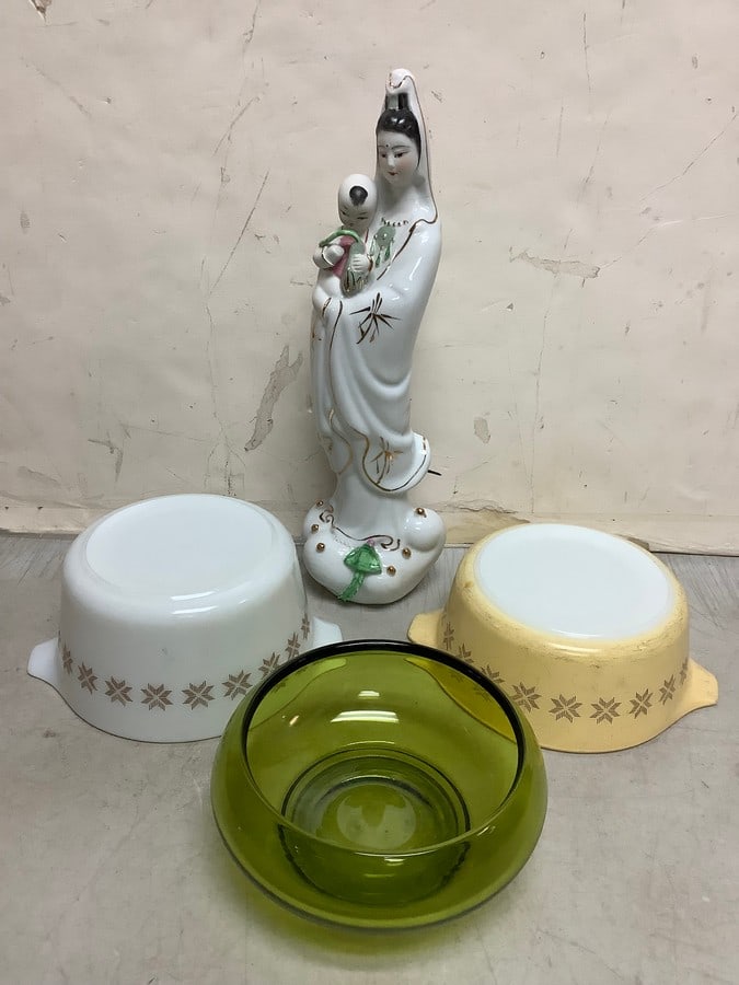 Porcelain statue(13in.tall), Pyrex bowls, and more (1 of 1)