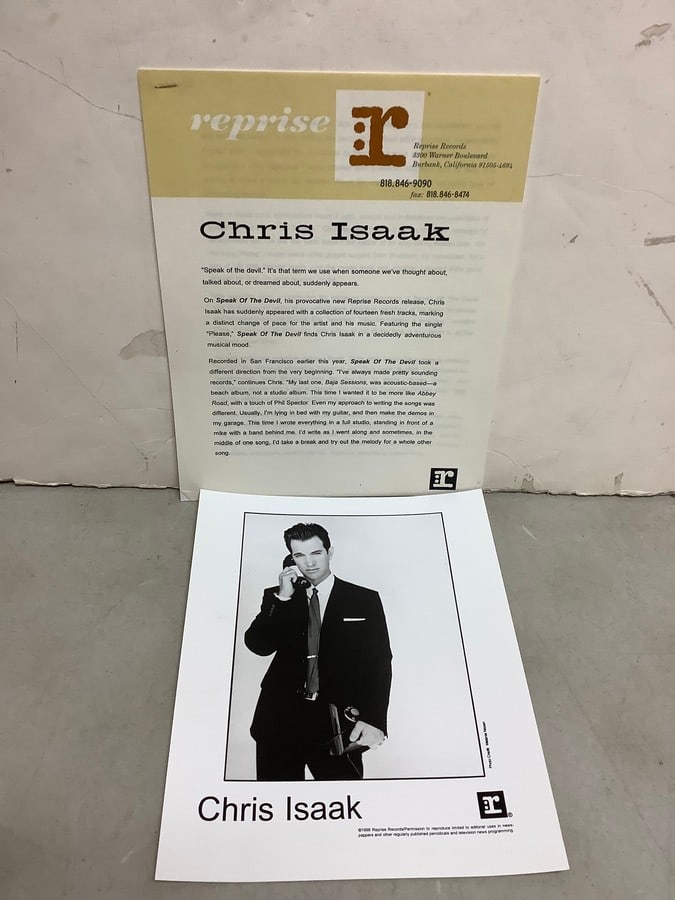 Chris Isaak Speak of The Devil record article with photograph(8in.x10in.): Chris Isaak Speak of The Devil record article with photograph(8in.x10in.)