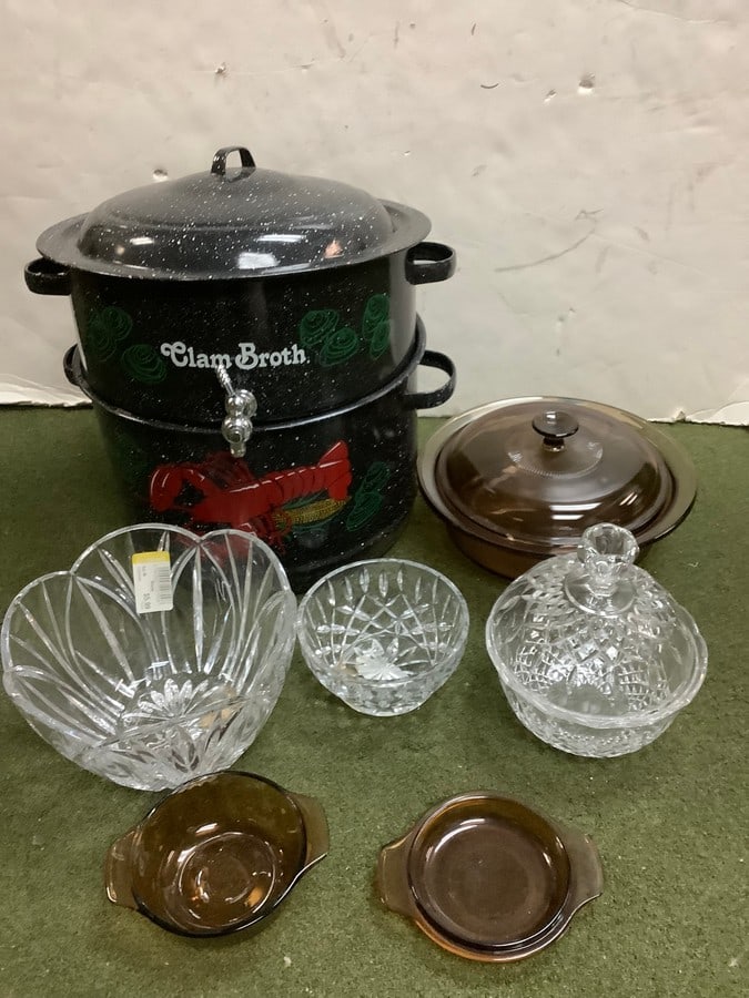 Glass Bowl With Lid (8.25in Tall), Crystal Bowls, Clam Broth Dispenser and more: Glass Bowl With Lid (8.25in Tall), Crystal Bowls, Clam Broth Dispenser and more