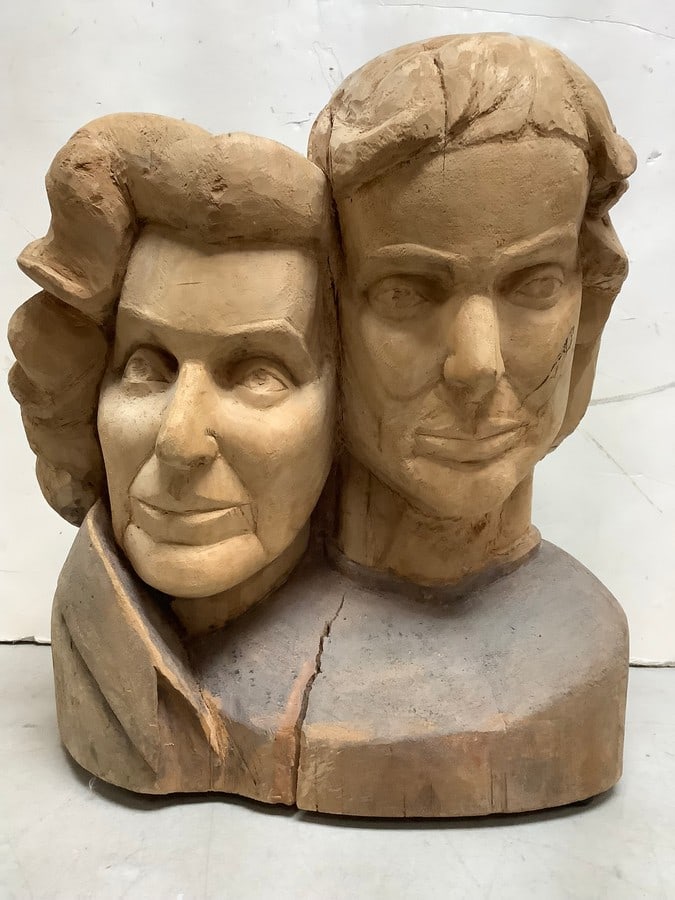 Signed Wooden Handcarved Statue (15in Tall): Signed Wooden Handcarved Statue (15in Tall)