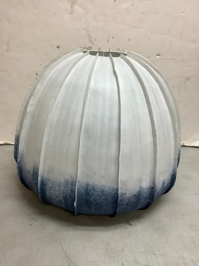 Hozuki indigo/white lampshade(brand new-16in.tall): Hozuki indigo/white lampshade(brand new-16in.tall)