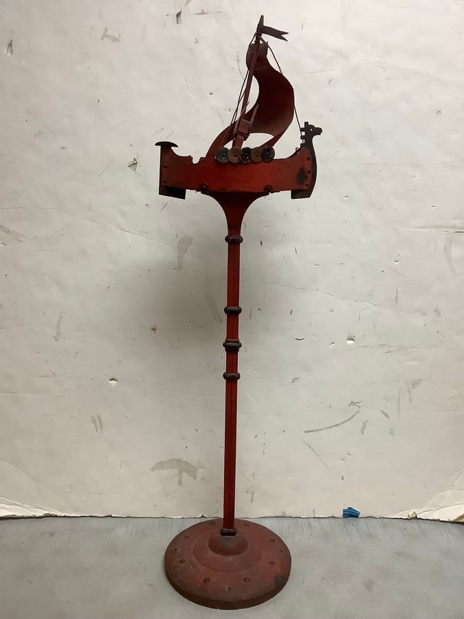 Cast iron boat statue(37.25in.tall): Cast iron boat statue(37.25in.tall)