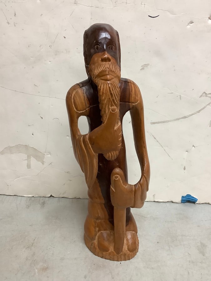 Hand carved wooden tribal statue(14.5in.tall): Hand carved wooden tribal statue(14.5in.tall)