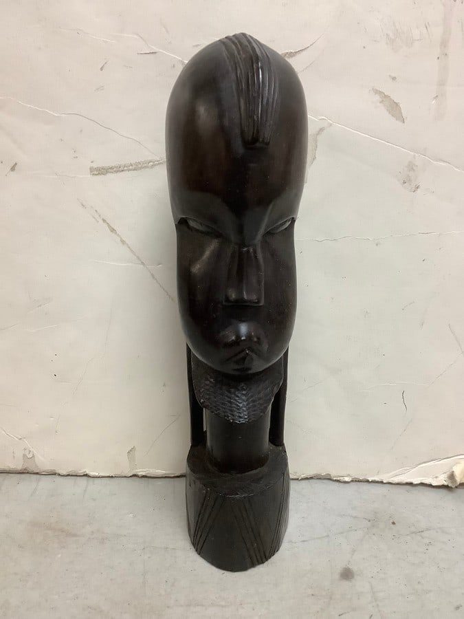 Hand carved wooden tribal statue(10in.tall): Hand carved wooden tribal statue(10in.tall)