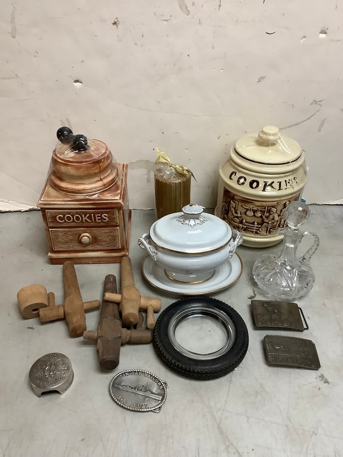 Ceramic Cookie Jars, Crystal Glass Decanters, Vintage Belt Buckles and more (Tallest - 10.5in) (1 of 1)