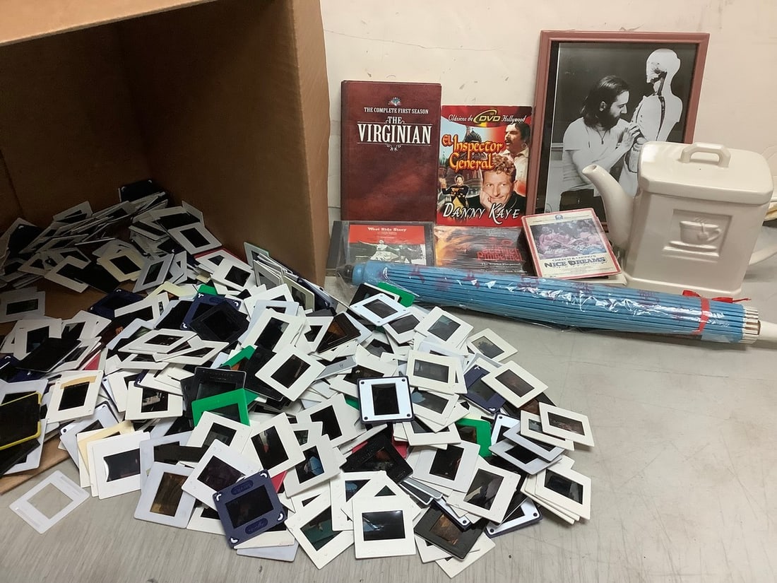 Tileware ceramic watering (7in.tall), framed photograph, vintage slide, and more: Tileware ceramic watering (7in.tall), framed photograph, vintage slide, and more