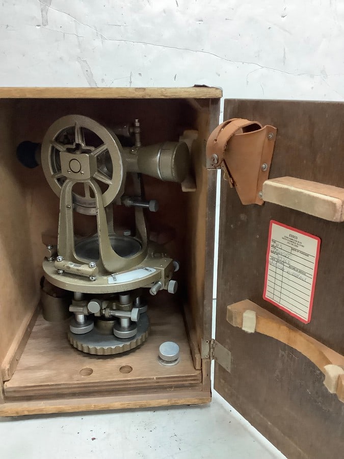 Antique transit theodolite instrument in case(16.25in.x11.5in.x9.5in.) (1 of 1)