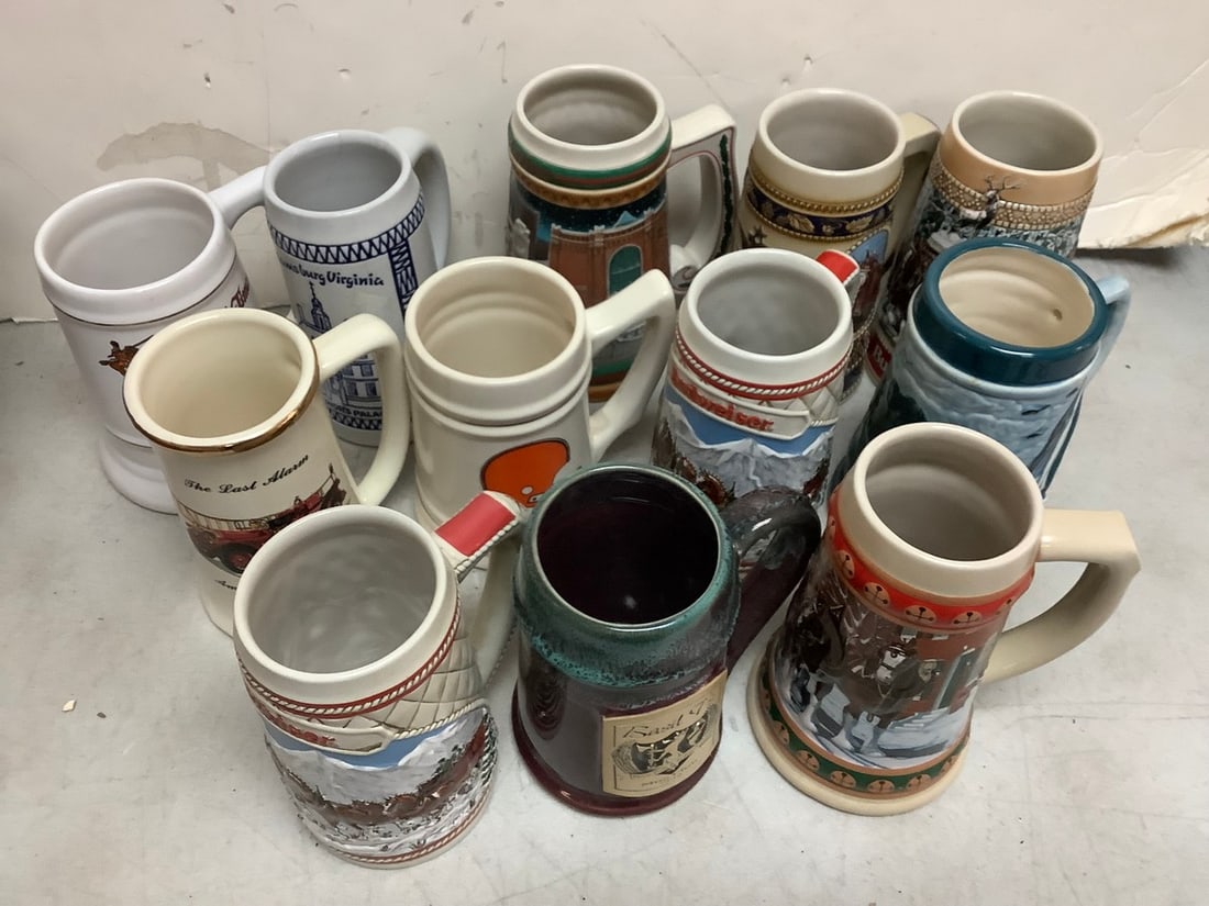 Various Decorative Beer Mugs (Tallest - 7.25in): Various Decorative Beer Mugs (Tallest - 7.25in)