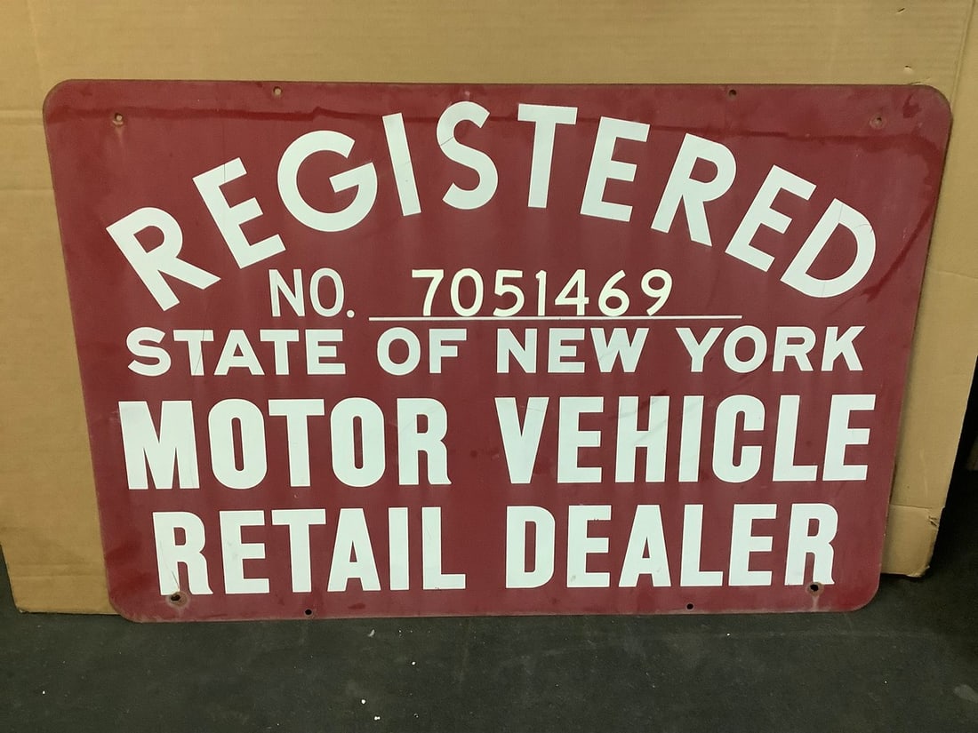 Vintage State of New York Motor Vehicle Metal Sign - Two Sided (24inx36in) (1 of 1)