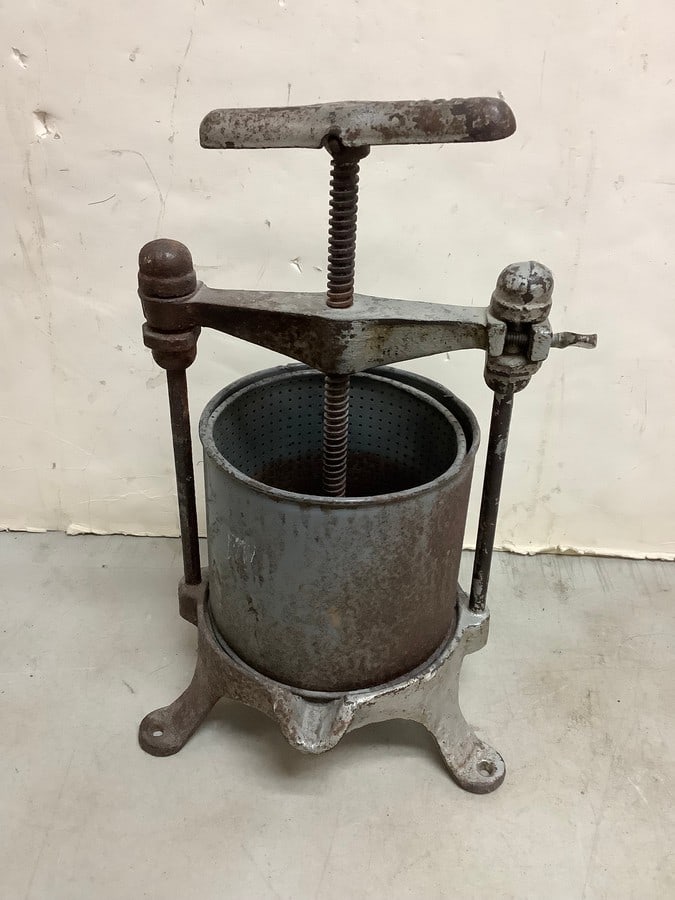 Vintage Cast Iron Fruit and Lard Press (14in Tall) (1 of 1)