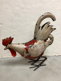 Decorative Handcrafted Recycled Iron Rooster (15.5in Tall)