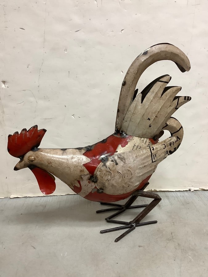 Decorative Handcrafted Recycled Iron Rooster (15.5in Tall): Decorative Handcrafted Recycled Iron Rooster (15.5in Tall)