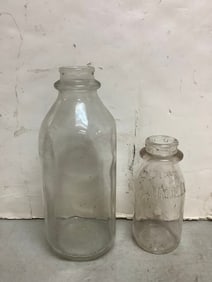 Vintage glass dairy bottles(9in.tallest)