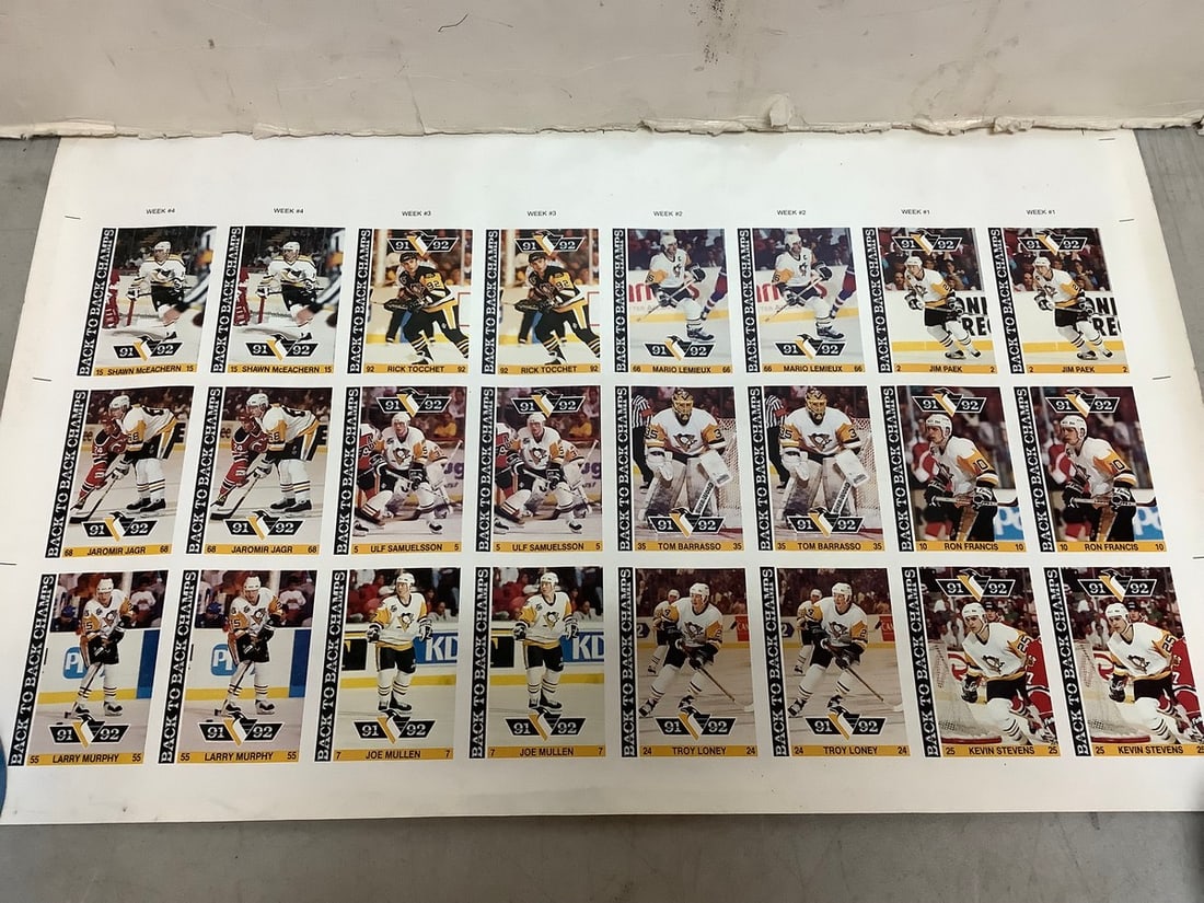 Hockey 1991-1992 back to back games cards on print(13in.x22in.): Hockey 1991-1992 back to back games cards on print(13in.x22in.)
