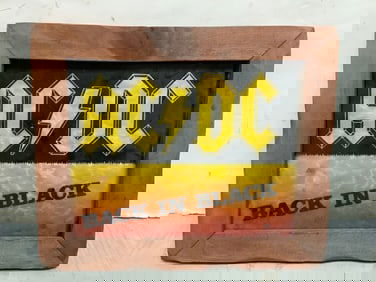 ACDC back in black framed wall decor(10in.x12in.)