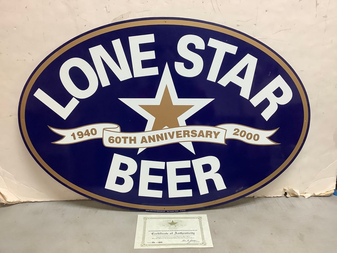 Lonestar Beer 60th Anniversary tin wall decor(23.5in.x35in.) with COA (1 of 1)