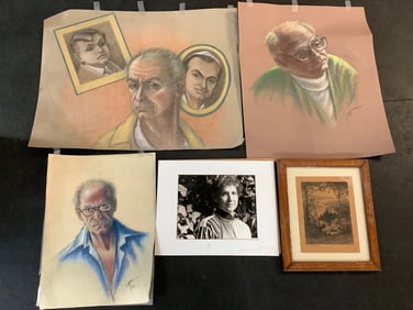 Various artwork signed Mac, photograph, and more(largest 19.5in.x25.5in.)