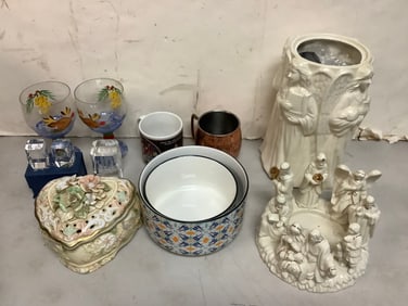 Signature bowls, JCP ceramic(10.25in.tall), heart shaped ceramic organizer, and more