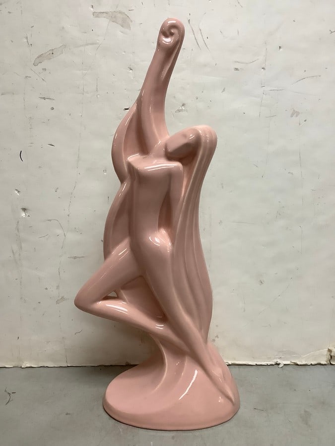 Art deco pottery figural woman sculpture(24in.tall): Art deco pottery figural woman sculpture(24in.tall)