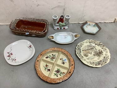 Decorative plates, ceramic candleholder, and more(4in.tallest)