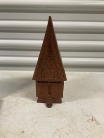 hand carved spirit house stand 10" tall