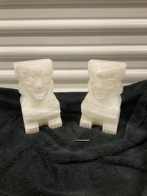pair of Aztec Maya Onyx Bookends stands 5.5" tall