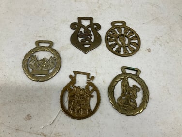lot of 5 horse brass metals