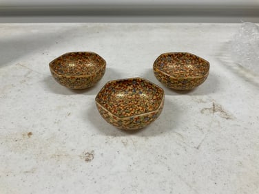 set of 3 octagon soy sauce bowls 2.5" across